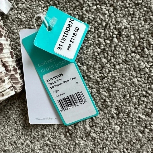 NWT Seafolly Serpentine DD Square‎ Neck Underwire Convertible Swim Top US 6 - Picture 4 of 5